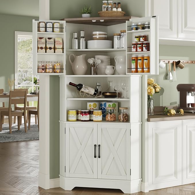 Befrases Corner Cabinet, 6-Tier Corner Food Pantry Hutch by Befrases