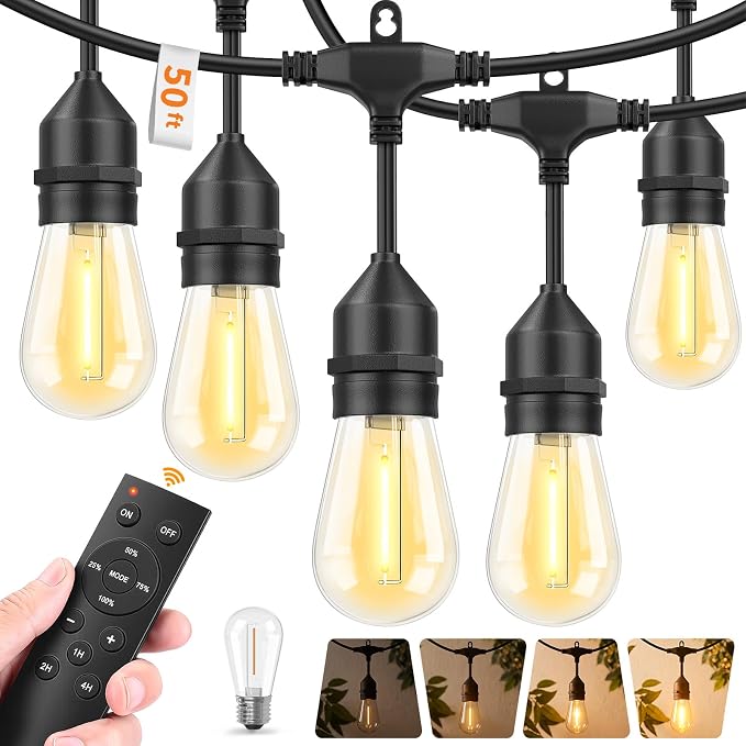 Hotsonic Remote Control Outdoor String Lights Waterproof, 50 FT LED Outside - Image 9