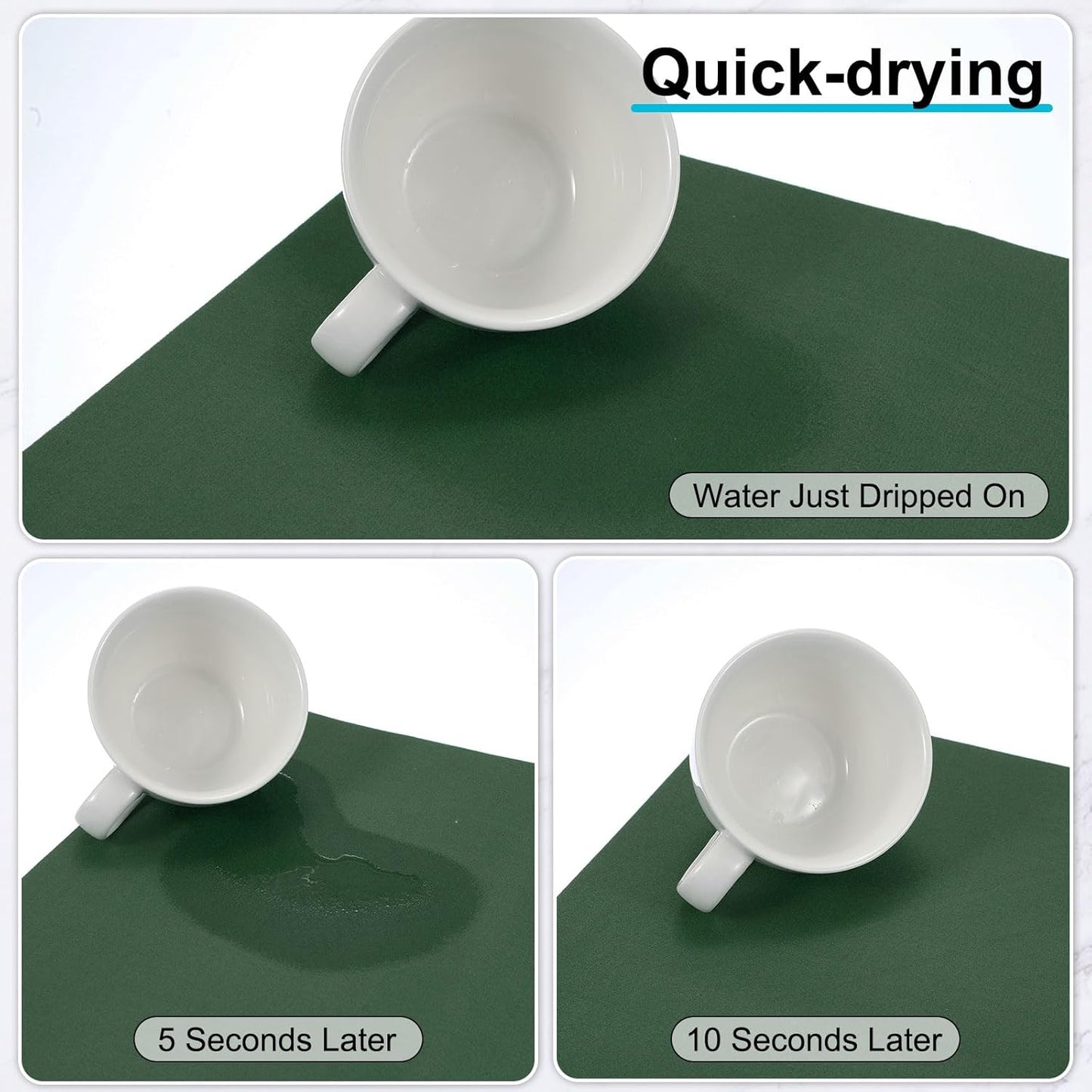 uxcell Silicone Mats for Kitchen Counter, 15.7" x 11.8" Non-Slip Countertop Protector Mat Heat Resistant Coffee Mat Waterproof Table Placemat, Dark Green