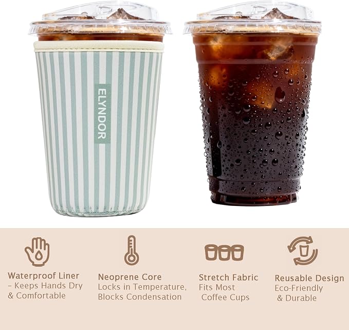 Reusable Insulated Sleeve for Iced Coffee Cup, Coffee Neoprene Sleeve for Cold - Image 6