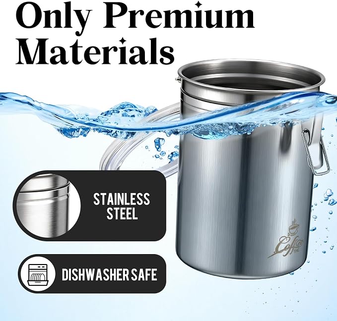 LemonRoad Stainless Steel Coffee Canister 62 Fl oz Coffee Jar Container - Image 3