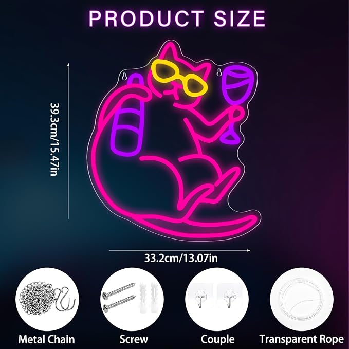 Cat Beer Neon Sign Cat Funny Animal Bar Light Signs - Image 2