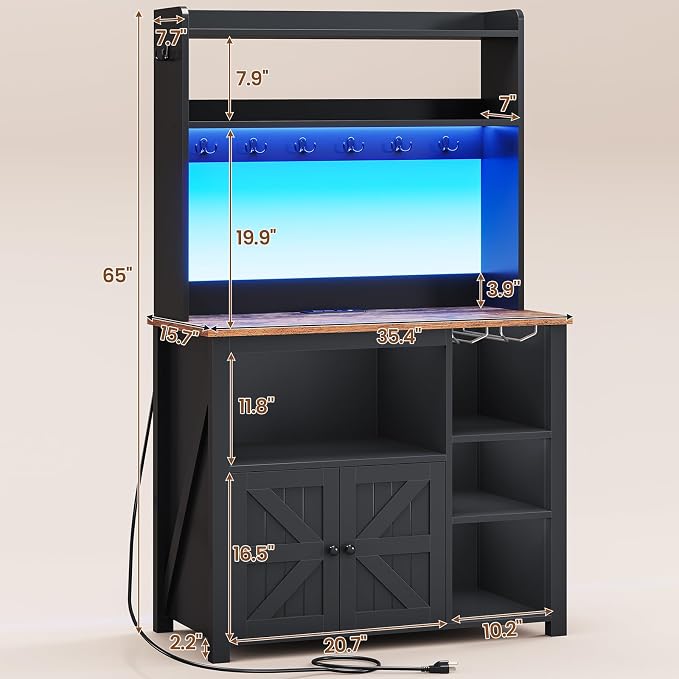 Itaar 35.4 inch Coffee Bar Cabinet, Bakers Rack - Image 2