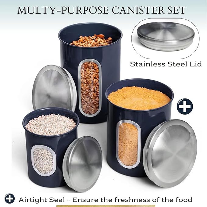 Mixpresso 3-Piece Blue Canisters Sets - Image 4