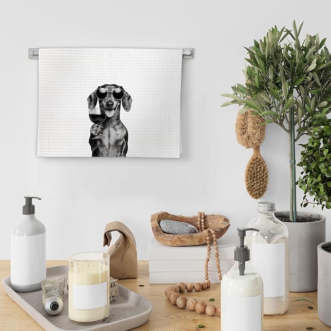 Dachshund Gifts Wine Dog Kitchen Towels, Gifts - Image 4