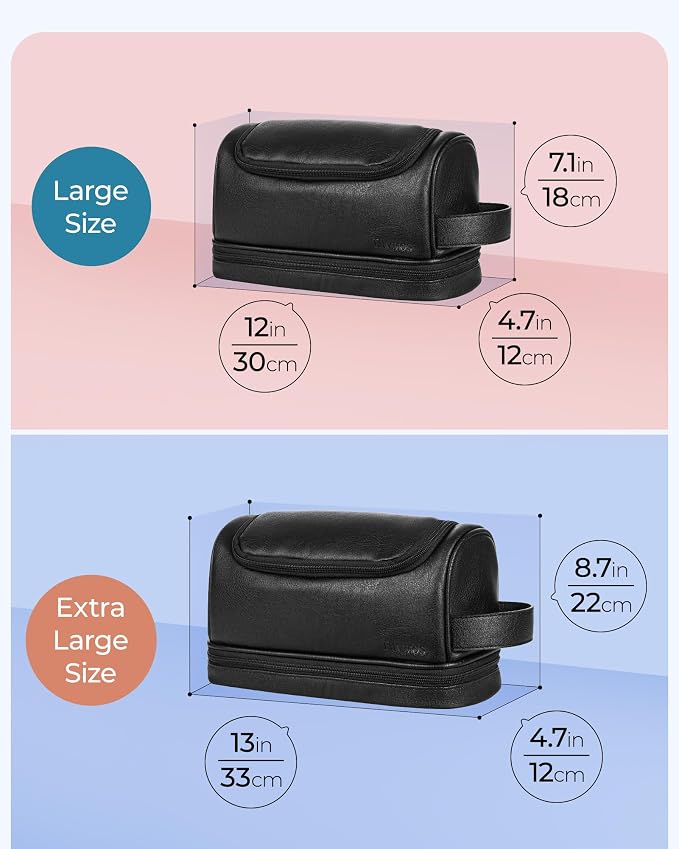 Elviros Toiletry Bag for Mens PU Leather Travel Organizer Kit - Image 7