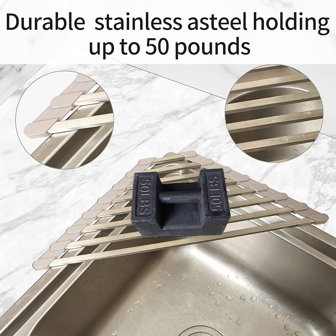 Triangle Dish Drying Rack for Sink Corner Roll Up Dish Drying Rack Folding - Image 4
