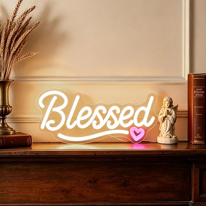 LED Blessed Signs for Home Decor, Bless This Home Wall Decor Neon Sign by KATMBFUE