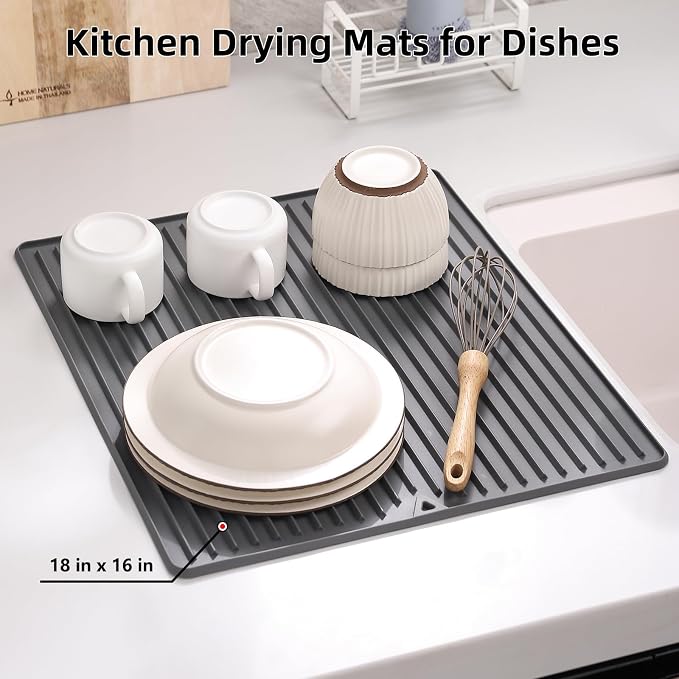 Silicone Dish Drying Mat, 16 x 18-inch Large Drying Mat - Image 5