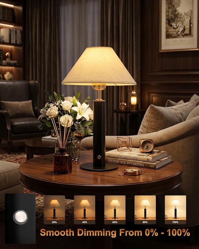 FRIDEKO Cordless Rechargeable Table Lamp, Small Nightstand Lamp, 4000mAh - Image 4