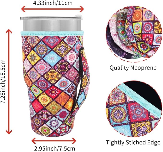 Reusable Iced Coffee Cup Sleeve Neoprene Insulated Sleeves Cup Holder - 32oz - Image 2