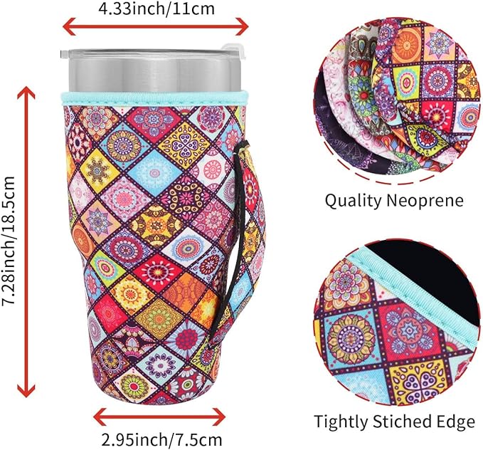 Reusable Iced Coffee Cup Sleeve Neoprene Insulated Sleeves Cup Holder - 32oz - Image 2