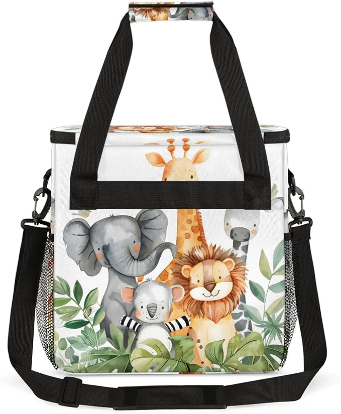Forest Animal Green Coffee Maker Carring Bag, Large Insulated Storage Organizer - Image 5