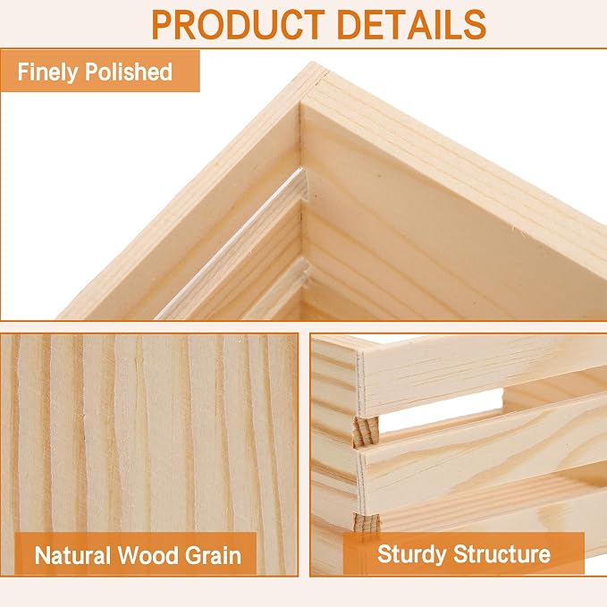 6PCSlyrlody Storage Crate Decorative Wood Crates Wooden Storage Container - Image 6