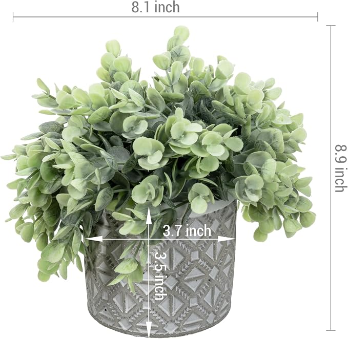 MyGift Artificial Eucalyptus Plant in Modern Gray Concrete Pots - Image 6