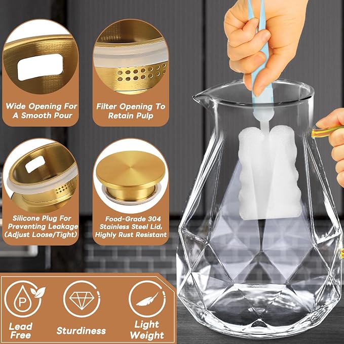 Glass Pitcher, 2.2 Liter Water Pitcher - Image 3