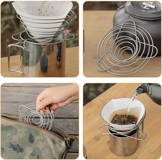 INOOMP 2pcs Foldable Stainless Steel Coffee Filter Drip Stand - Image 8