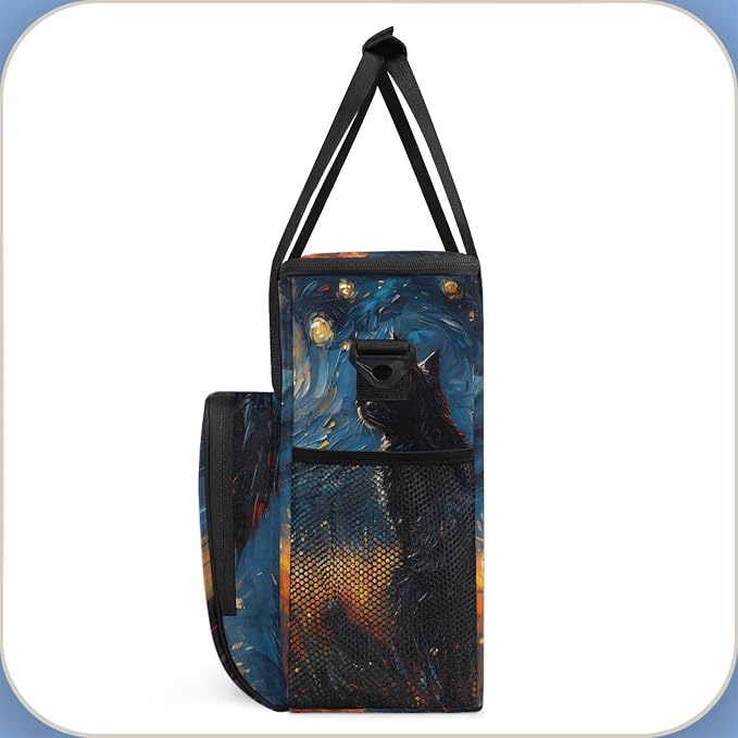 Night Black Cat Coffee Maker Carring Bag, Large Insulated Storage Organizer - Image 4