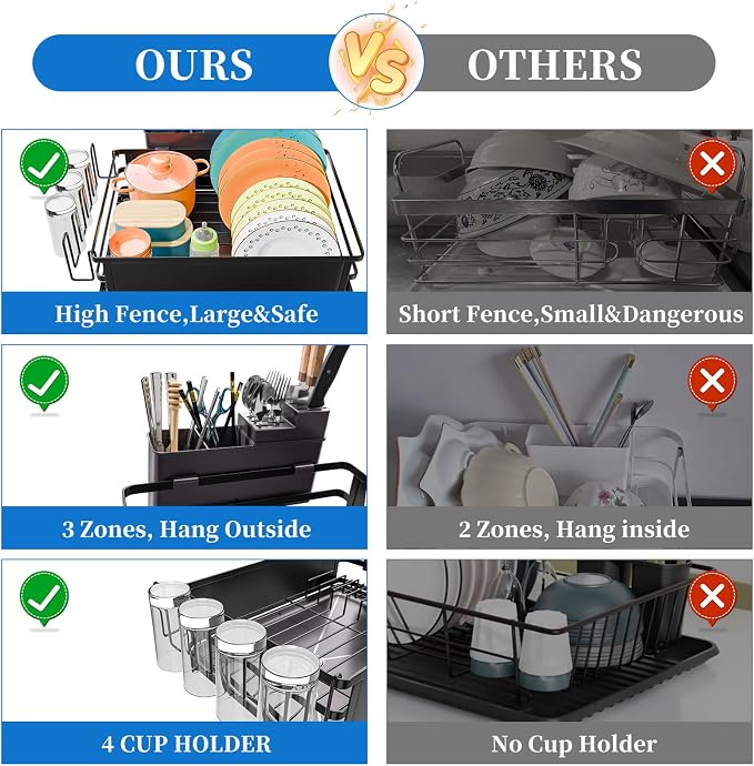 Simple Trending Dish Drying Rack, Space-Saving Large Dish Rack - Image 6