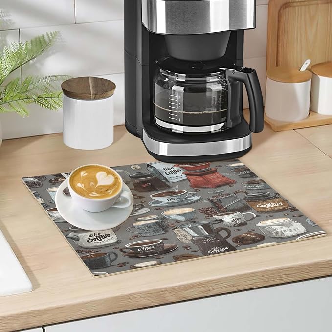 Coffee Mat Coffee Bar Station Maker Machine Pot Table Spill Mat Leather - Image 5