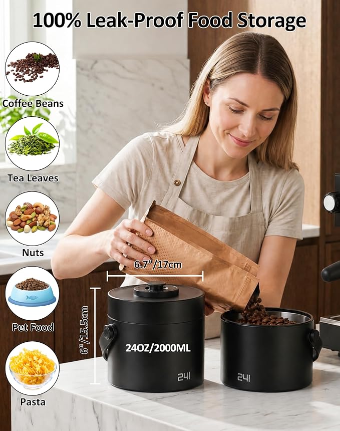 ROTTOGOON Auto Vacuum Coffee Canister, Rechargeable Airtight Coffee Container - Image 3