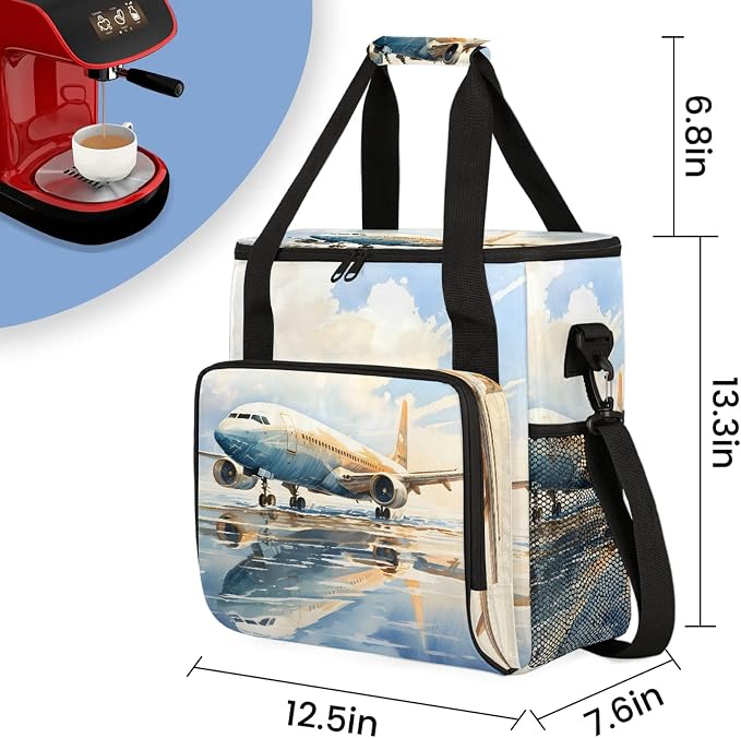 Airplane Airport Coffee Maker Carring Bag, Large Insulated Storage Organizer - Image 2