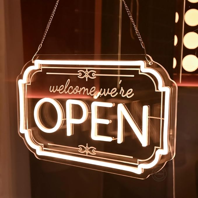 Planzo Led Light Up Neon Open Sign Welcome We Are Open Neon Signs - Image 3