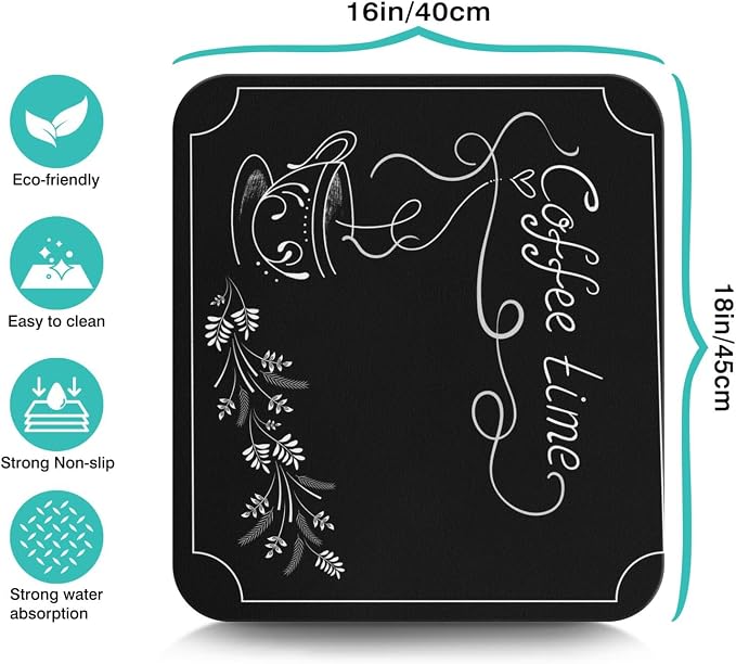 Coffee Mat - Flowers and Plants Absorbent Drying Mat - Waterproof Kitchen - Image 5