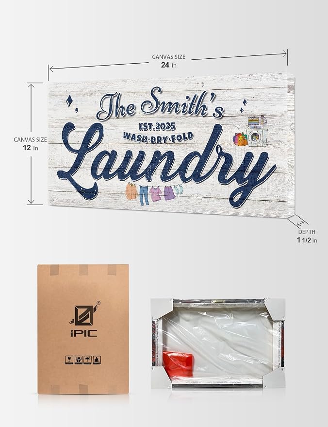 IPIC - Personalized Laundry Room Sign, Custom Canvas Wall Art - Image 7
