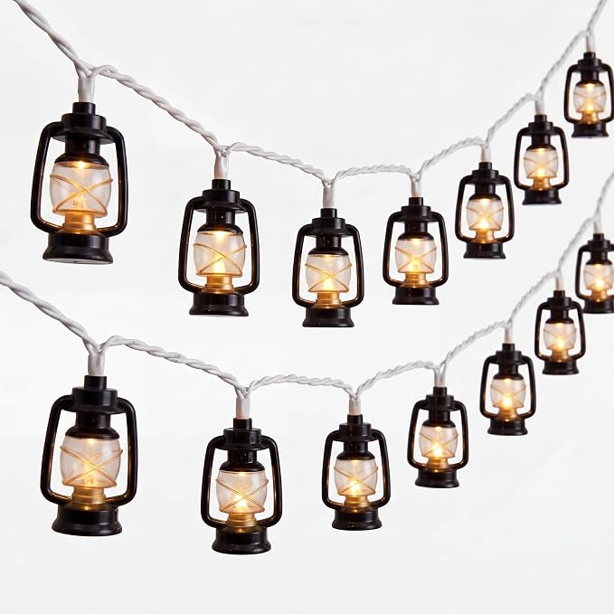 Vintage Kerosene Lantern String Lights, 12FT Retro Hurricane Lamp by Txcigech