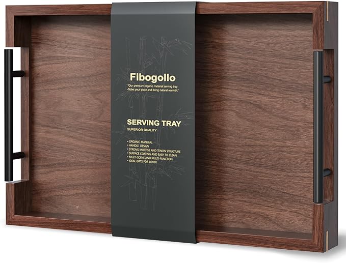 Fibogollo Walnut Wood Serving Tray by Fibogollo