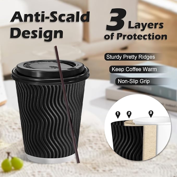 Lamosi 10 oz Disposable Coffee Cups - Image 3