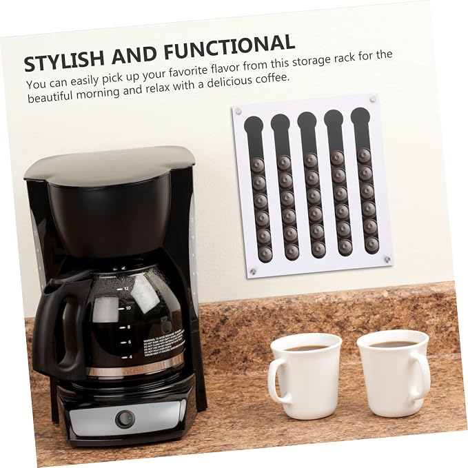 Zerodeko Black White Wall Mounted Capsule Storage Rack Coffee Bar Shelf Cup - Image 5