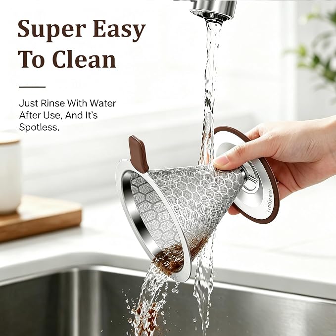 Pour Over Coffee Dripper, Stainless Steel Coffee Filter 600 Mesh Ultra-Fine - Image 4