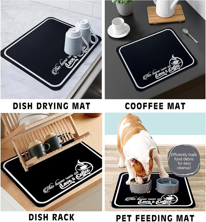 Coffee Bar Mat Rubber Dish Drying Mat - Image 4