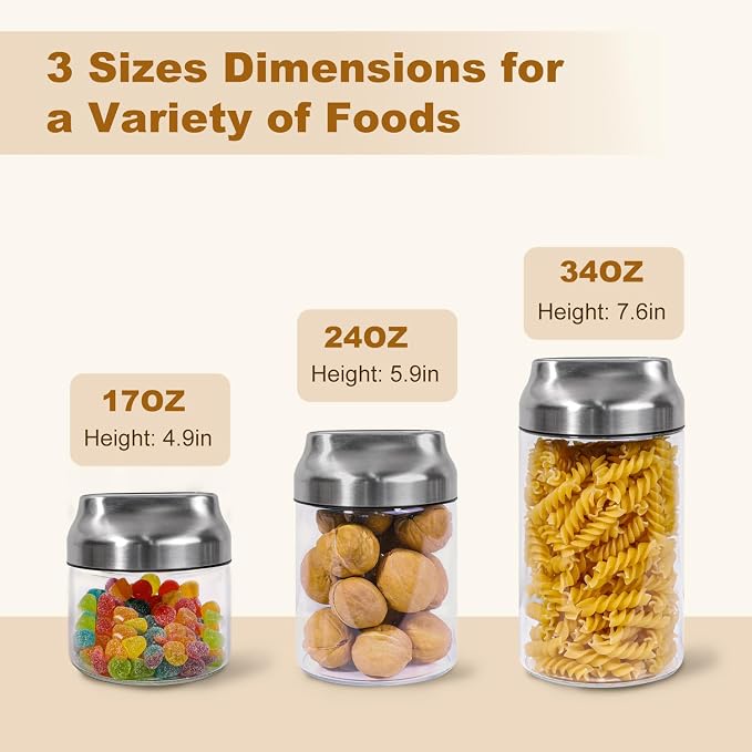Aelga 34oz Glass Food Jars Canisters - Image 6
