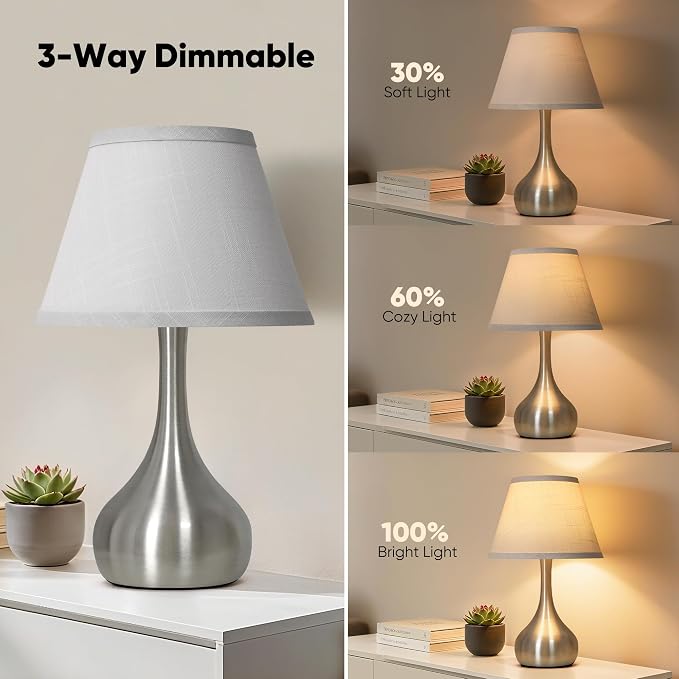 Touch Table Lamp for Bedroom Set of 2, 3-Way Dimmable Bedside Lamp for - Image 3
