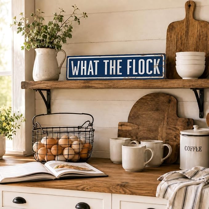 Funny Farm Sign, What the Flock Sign, 15.8x4 inches, Hen House Decor, Chicken - Image 5