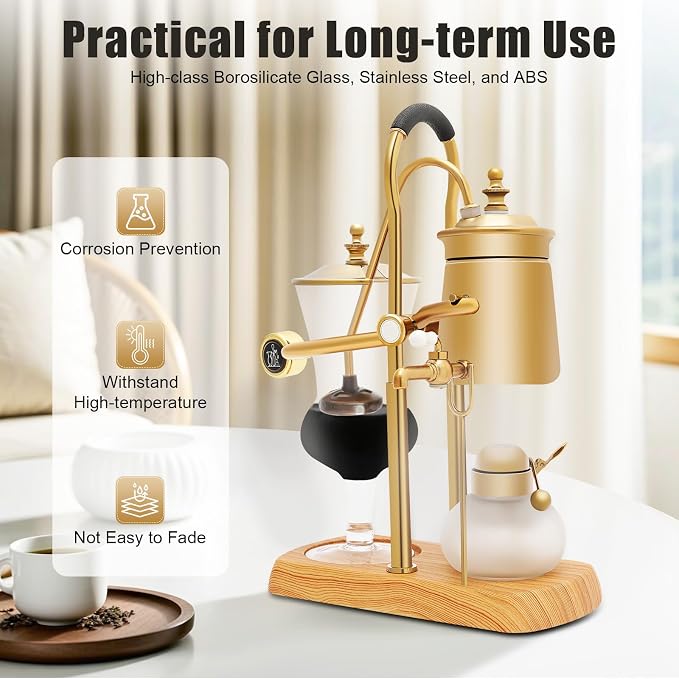 Siphon Coffee Maker, 400 Ml/15 Oz Syphon Coffee Brewer Belgium Luxury Royal - Image 3