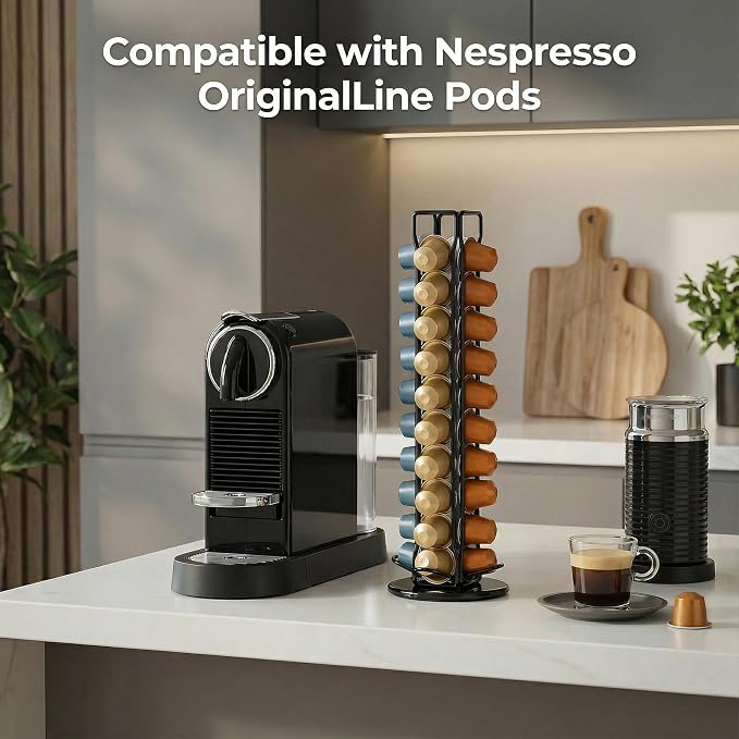 Coffee Pod Holder for Nespresso OriginalLine Capsules, Rotating Carousel Coffee - Image 2