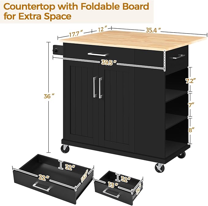 Yaheetech Rolling Kitchen Island Cart - Image 3