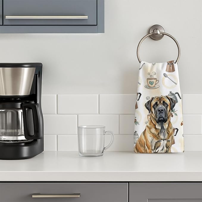 Caroline's Treasures Brindle English Mastiff Coffee Bar Kitchen Towel Velour - Image 3
