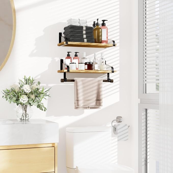 Love-KANKEI Floating Shelves Wall Mounted Set of 2, L17.3 x W7.3 Inch Storage - Image 7