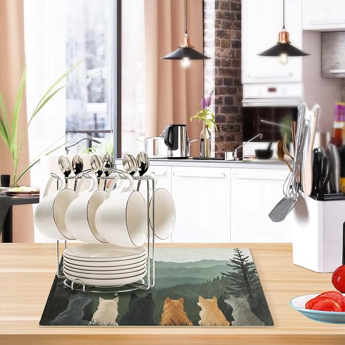 Coffee Mat Coffee Bar Station Maker Machine Pot Table Spill Mat Leather - Image 6