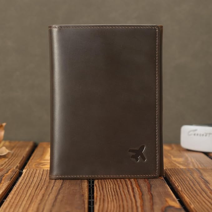 Polare Full Grain Leather Pilot Wallet Passport Holder RFID Blocking Tri-fold - Image 8