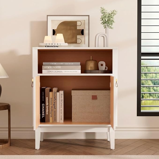 TUSY 32"H Sideboard Cabinet, Two-Tone Farmhouse Storage Unit - Image 4