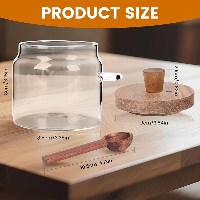 Glass Coffee Bean Storage Container, Wood Lid - Image 2