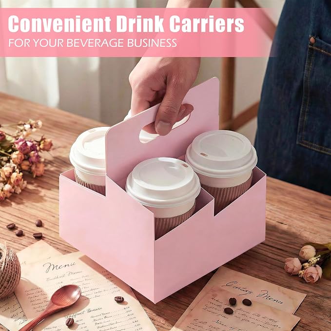 Jetec 50 Pcs 4 Cup Pink Drink Carrier - Image 6