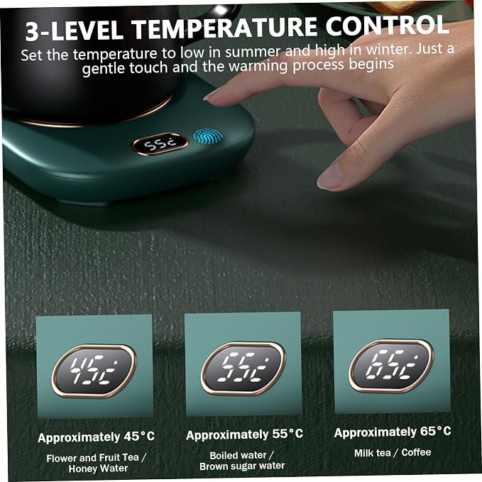 Mug Warmer Cordless, Cup Warmer, 3-Level Mug Heater Waterproof Cordless USB - Image 6