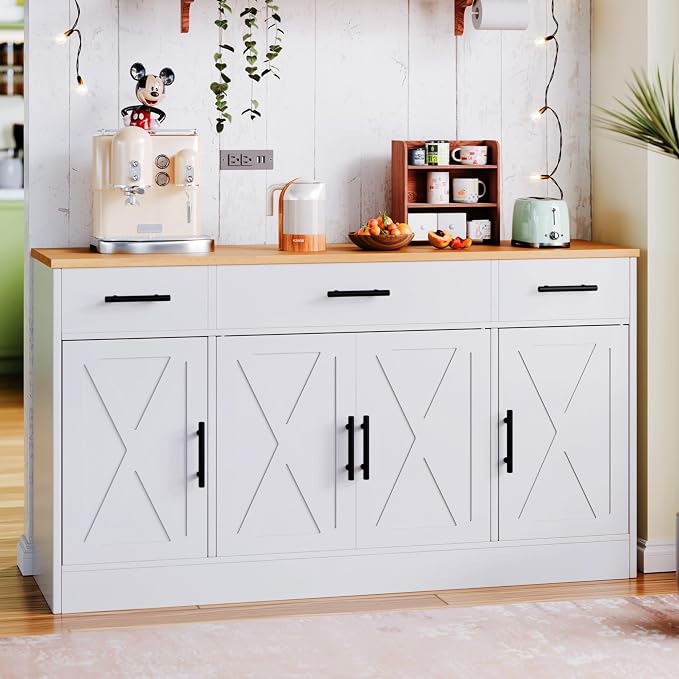 SUNLEI Buffet Cabinet with Storage, Sideboard Small Storage Cabinet with - Image 8